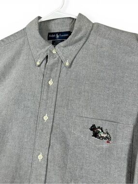 Vintage Polo Ralph Lauren Blake Shirt Mens XL Grey Scottish Terrier Button Up